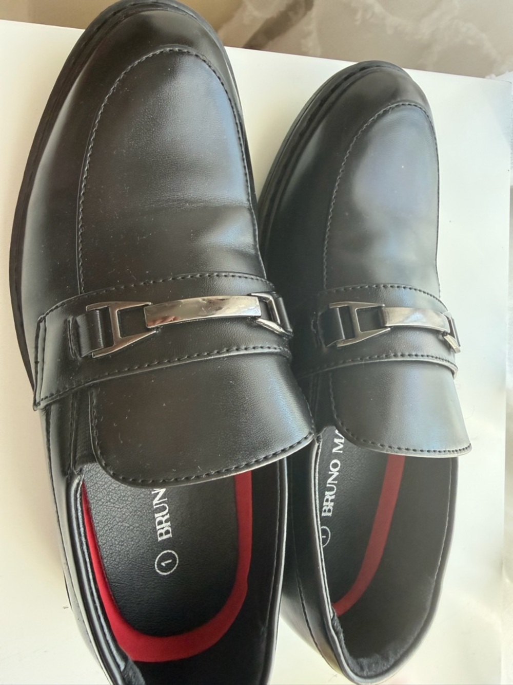 Bruno Marc Boys' Black Dress Loafers with Metal Bit Accent